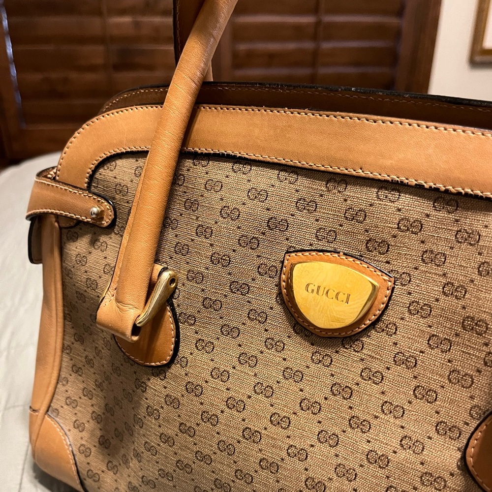 1970s Gucci 2-handle tan purse - Picture 3 of 16